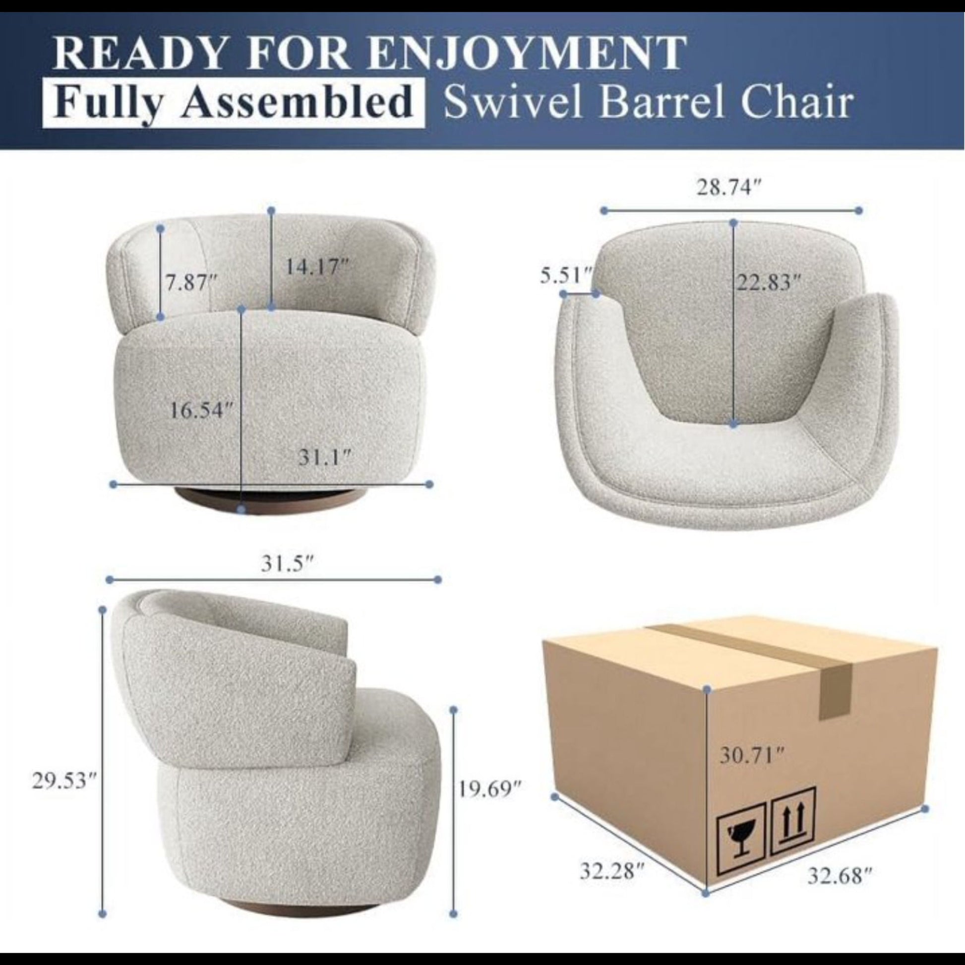 Swivel Barrel Accent Oversized Club Chair Home Essentials