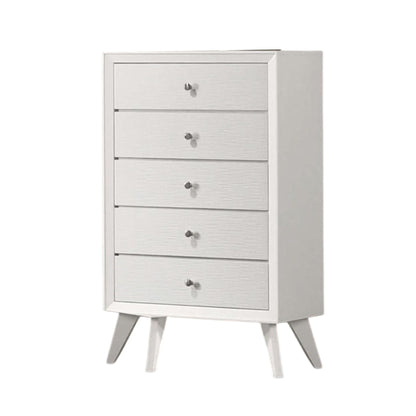 1 Piece Chest With Angled Legs, Wave Texture, Round Knobs - White Home Essentials