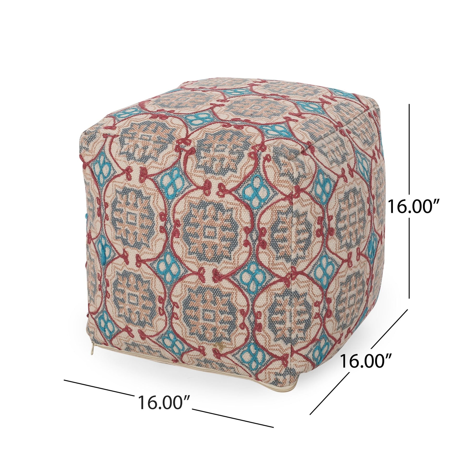 Amelia - Handcrafted Fabric Pouf, Rustic Elegance - Multicolored Home Essentials