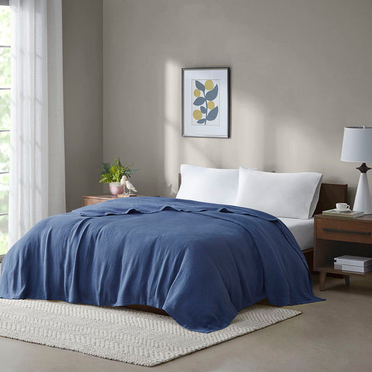 Freshspun Basketweave - Blanket - Navy Madison Park
