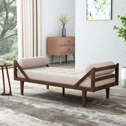 Chic Contemporary Chaise Lounge With Button Tufting And Bentwood Structure Noble House
