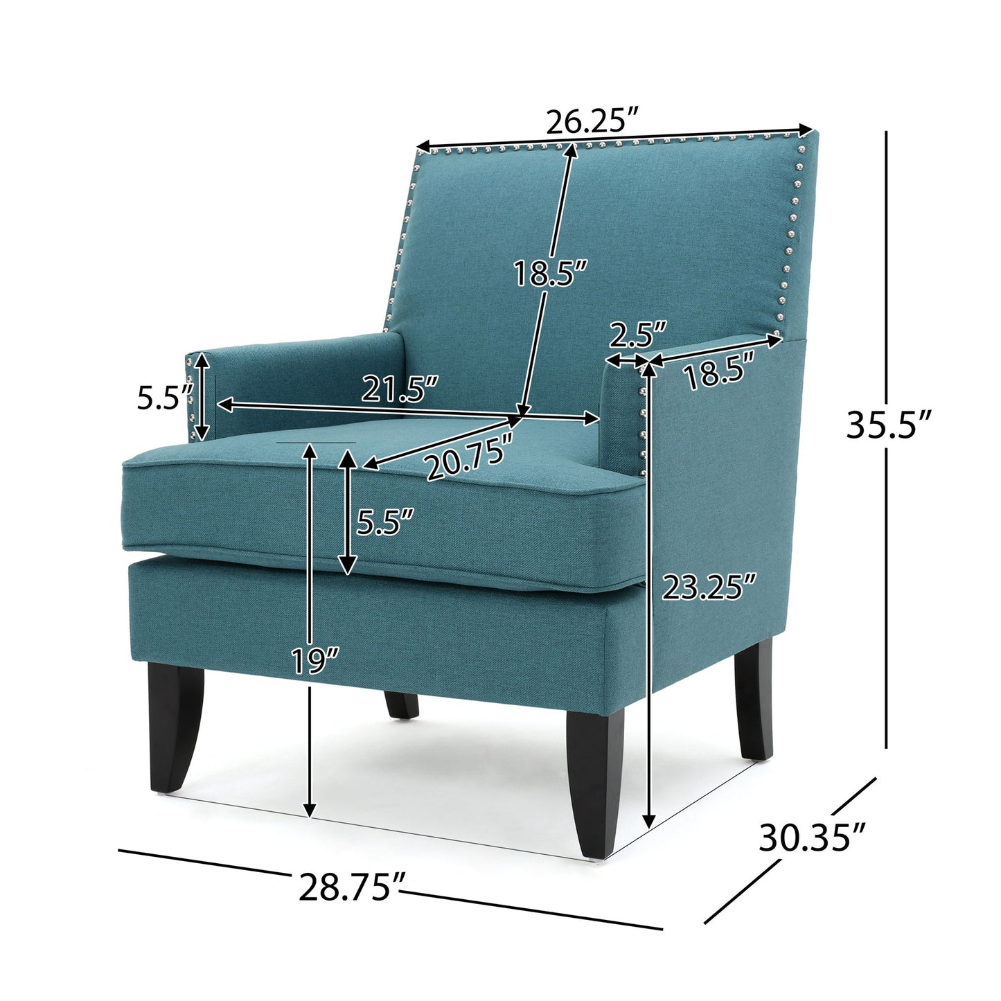 Serenada - Upholstered Fabric Club Chair With Nailhead Trim And Tapered Birch Legs Noble House