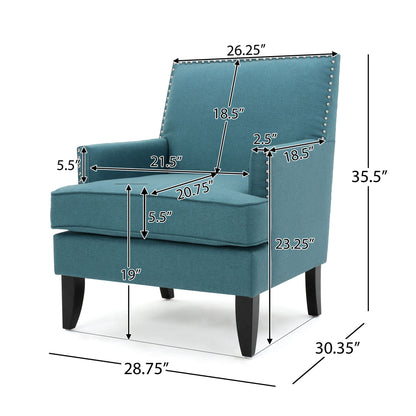 Serenada - Upholstered Fabric Club Chair With Nailhead Trim And Tapered Birch Legs Noble House