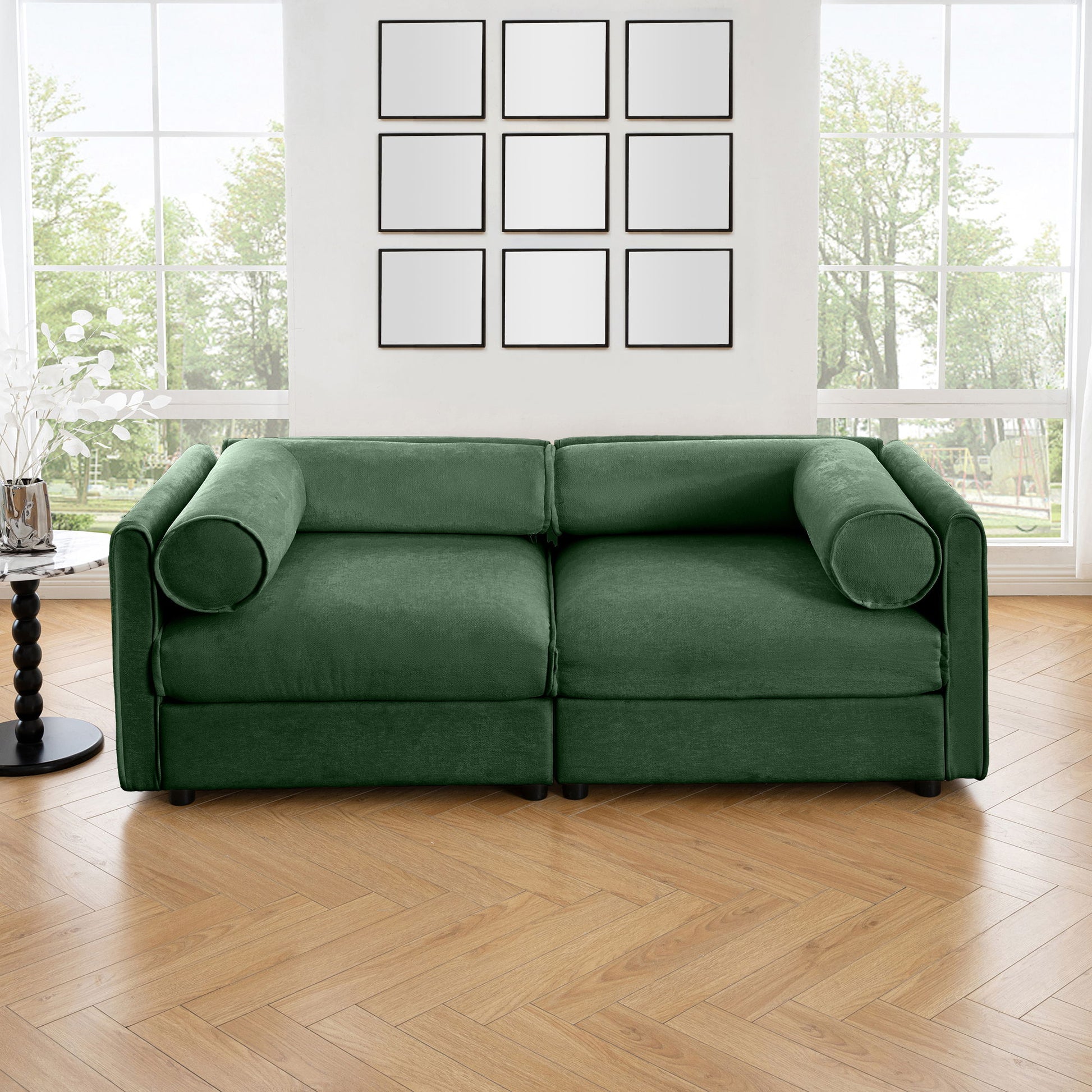Stylish Chenille Sofa With Storage Seat And Cylindrical Backrest Home Essentials