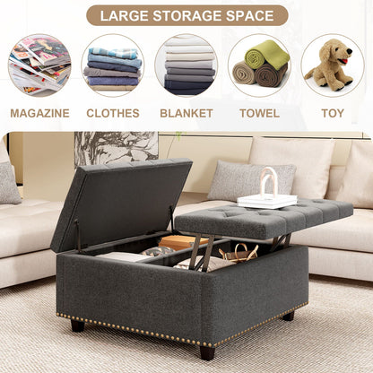 Large Square Storage Ottoman With 2 Storage Doors Home Essentials