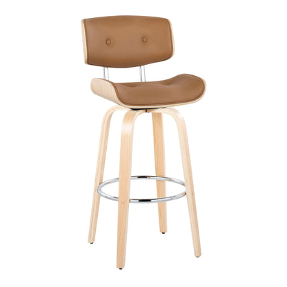 Lombardi - Mid Century Modern Fixed Height Barstool With Swivel With Round Footrest (Set of 2) Lumi Source