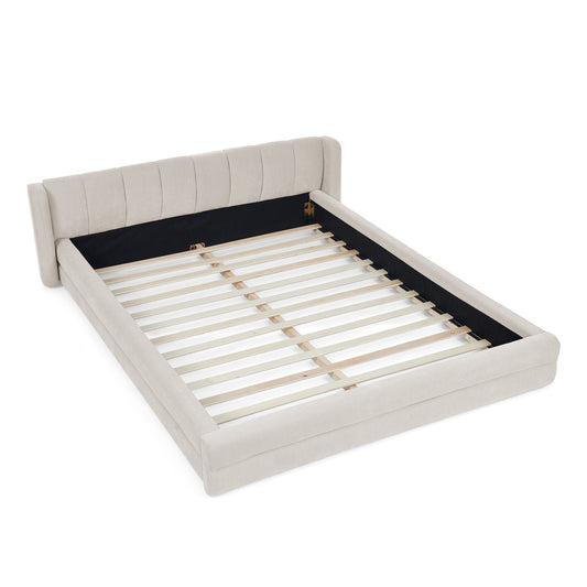 Modern Upholstered Bed Frame With Thick Chenille Fabric And Headboard Home Essentials