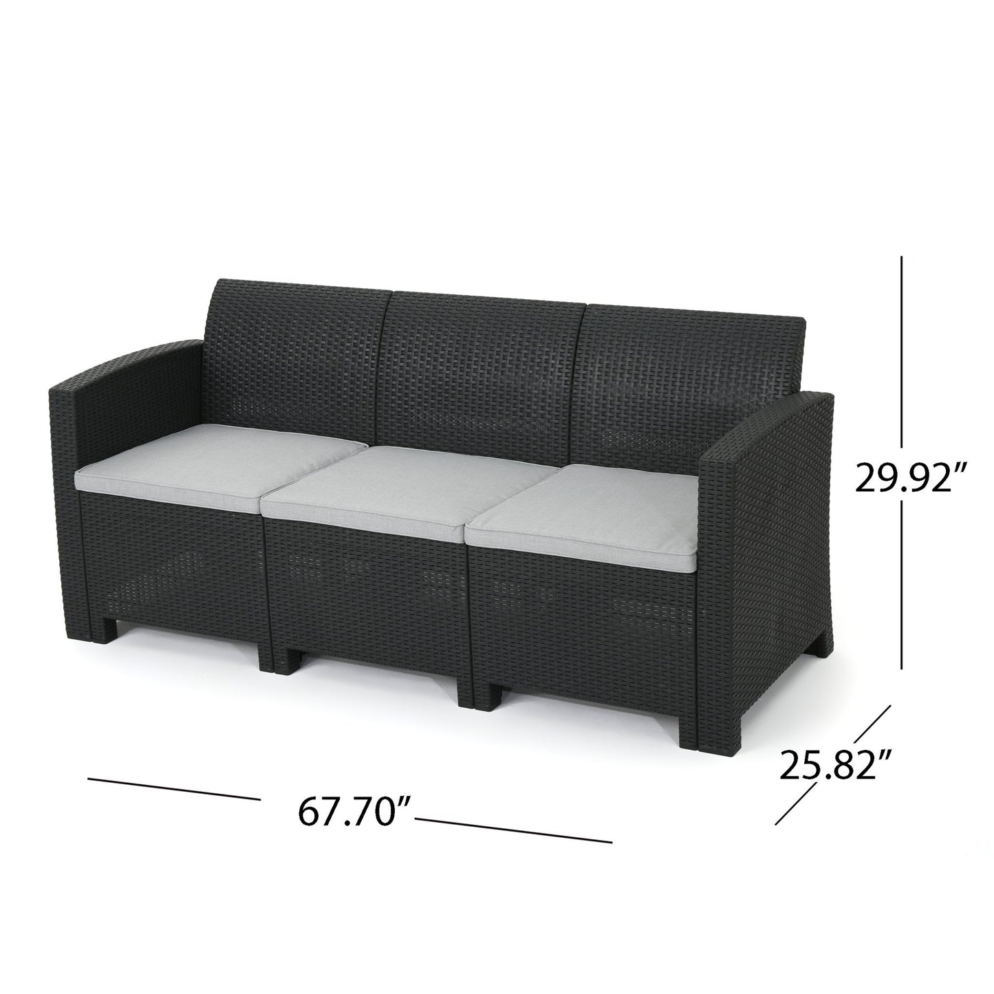 Velvora - Outdoor Wicker Set With 3 Seater Sofa, 2 Club Chairs, Coffee Table And Cushions - Brown Noble House