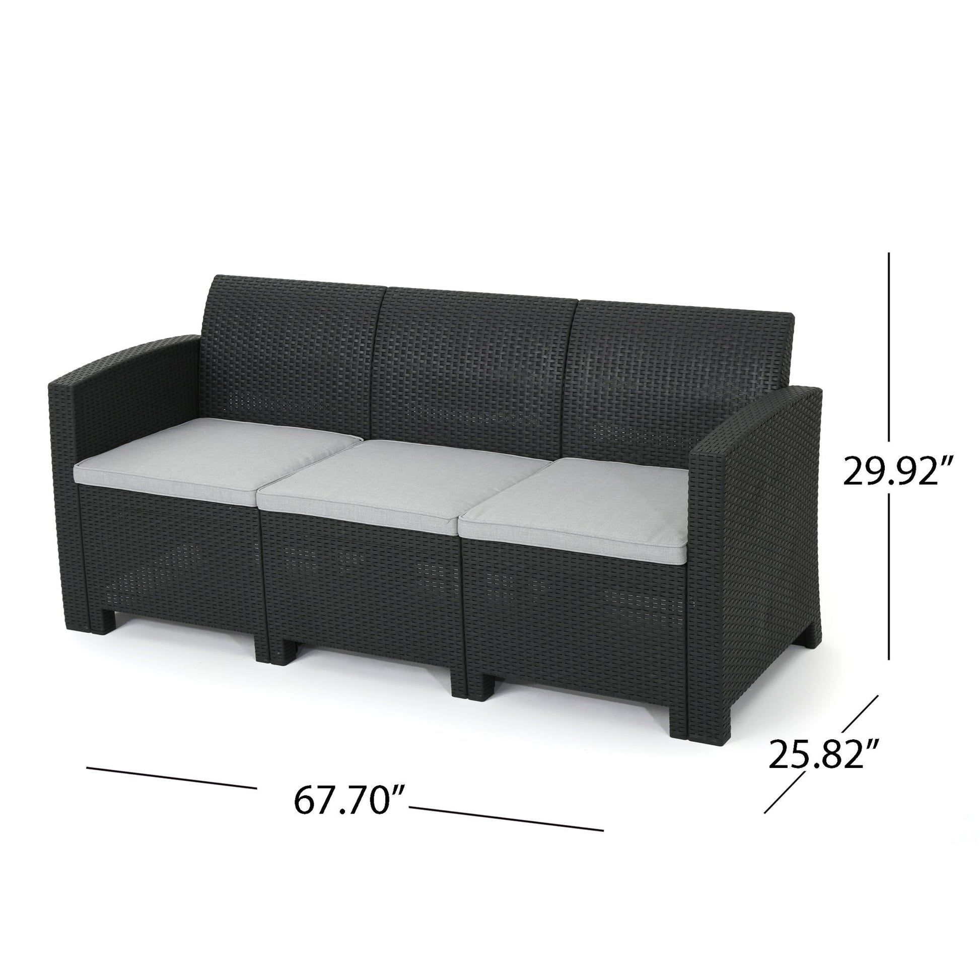 Velvora - Outdoor Wicker Set With 3 Seater Sofa, 2 Club Chairs, Coffee Table And Cushions - Brown Noble House