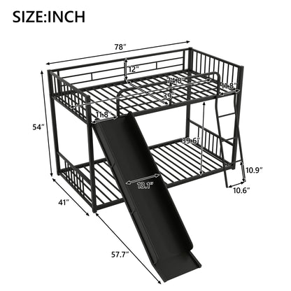 Metal Bunk Bed With Slide, Durable Steel Frame Hearth and Haven
