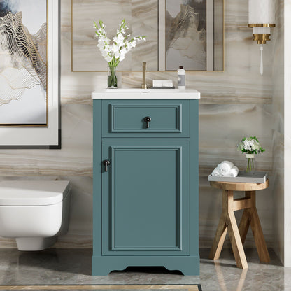Elegant Bathroom Vanity With Ceramic Sink, Soft Close Door, Adjustable Shelf Hearth and Haven