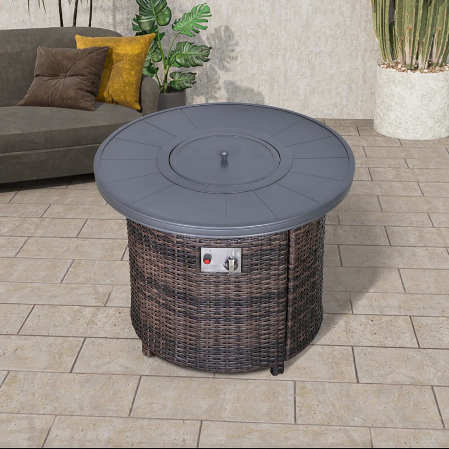 Outdoor Fire Pit Table With Lid - Espresso LSI Patio Furniture