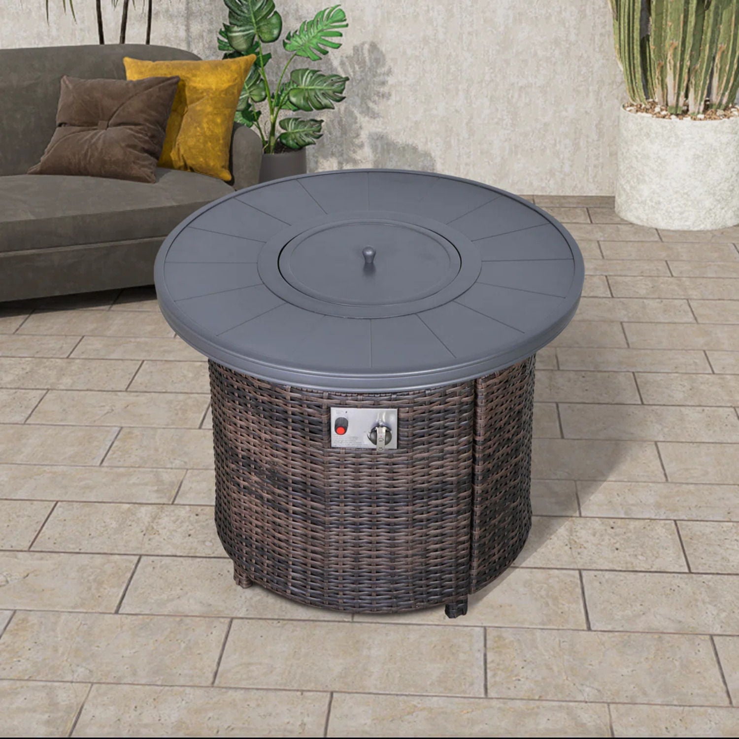 Outdoor Fire Pit Table With Lid - Espresso LSI Patio Furniture