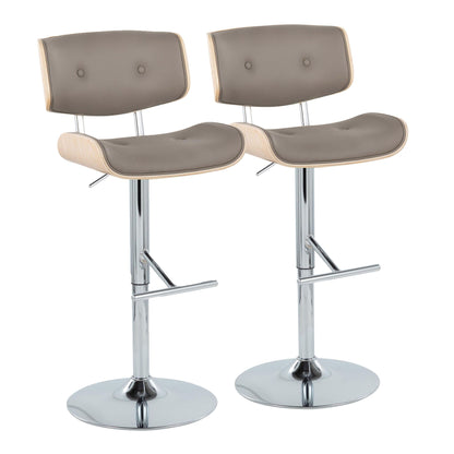 Lombardi - Contemporary Adjustable Barstool With Swivel With Straight T Footrest (Set of 2) Lumi Source