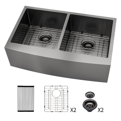 Double Bowl Farmhouse Sink / Stainless Steel Apron Front Daily Nest