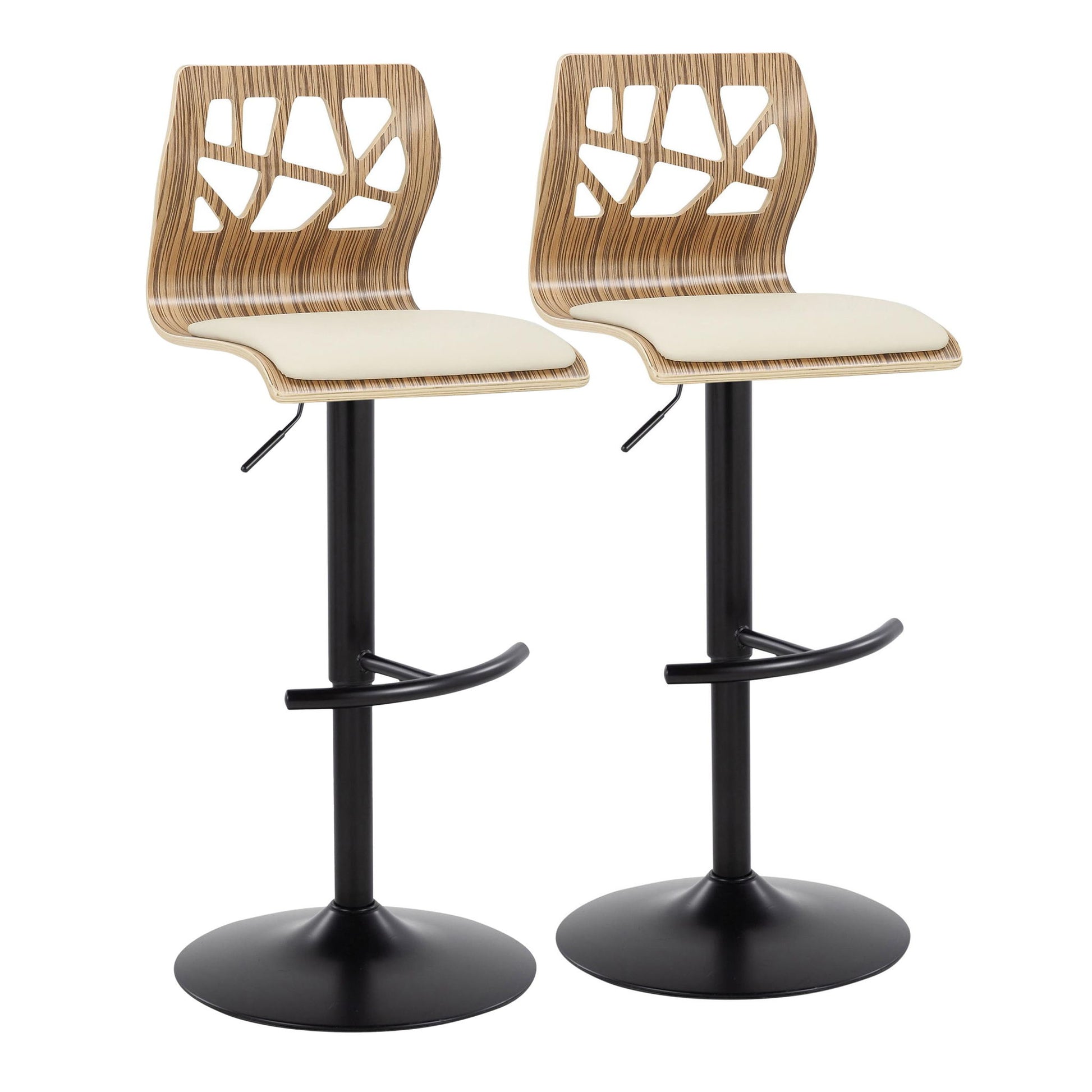 Folia - Mid Century Modern Adjustable Barstool With Swivel With Rounded T Footrest (Set of 2) Lumi Source
