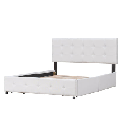 Upholstered Platform Bed With Classic Headboard And Drawers, No Box Spring Needed DreamHaus