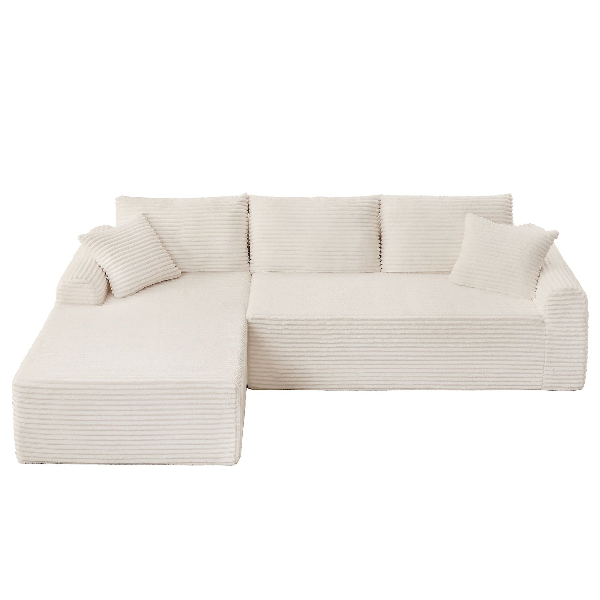 Modular Sectional With Arched Armrests, Includes 3 Back Cushions & 2 Throw Pillows Home Essentials