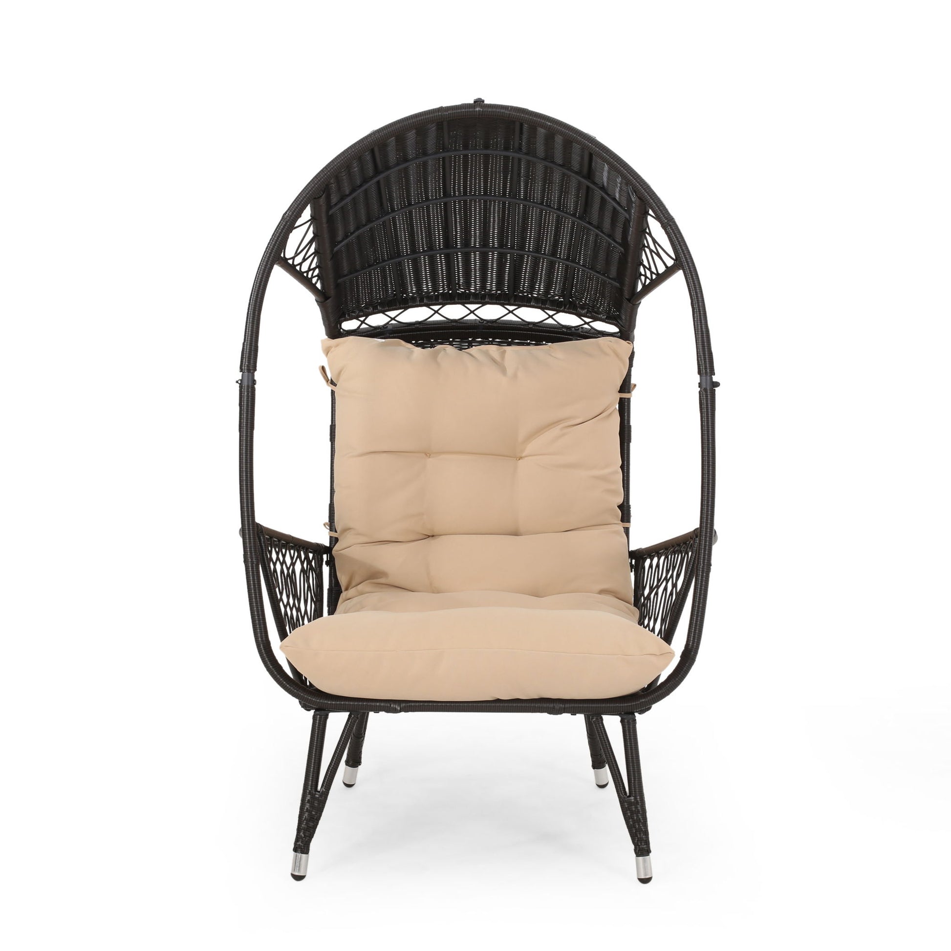 Outdoor Wicker Standing Basket Chair With Cushion Noble House