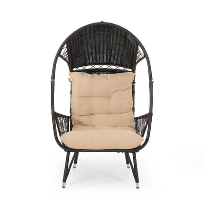 Outdoor Wicker Standing Basket Chair With Cushion Noble House