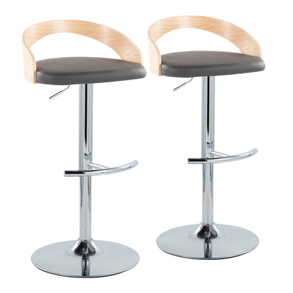 Grotto - Contemporary Adjustable Barstool, Swivel With Rounded T Footrest (Set of 2) Lumi Source