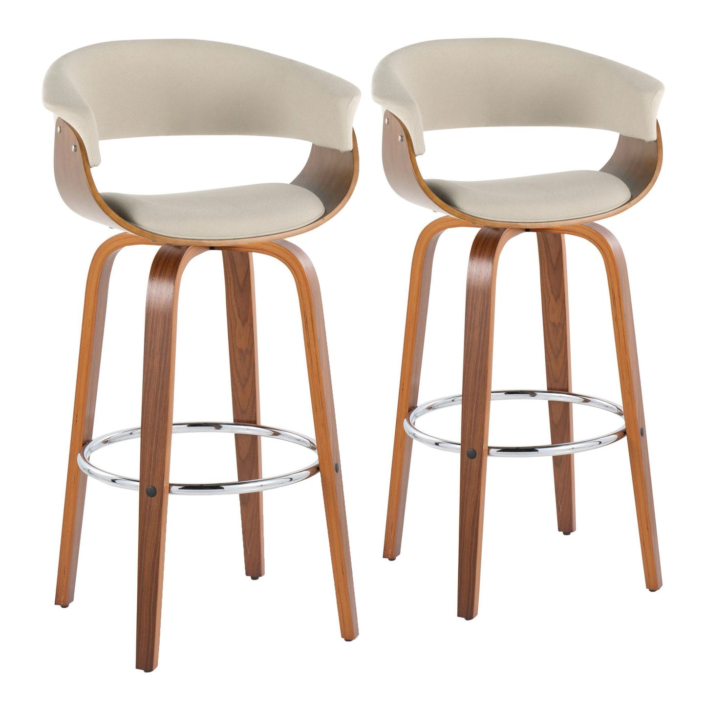 Vintage Mod - Mid Century Modern Fixed Height Barstool With Swivel With Round Footrest (Set of 2) Lumi Source