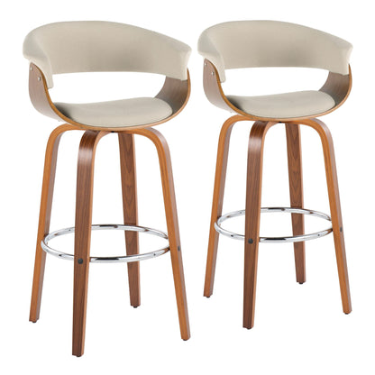Vintage Mod - Mid Century Modern Fixed Height Barstool With Swivel With Round Footrest (Set of 2) Lumi Source