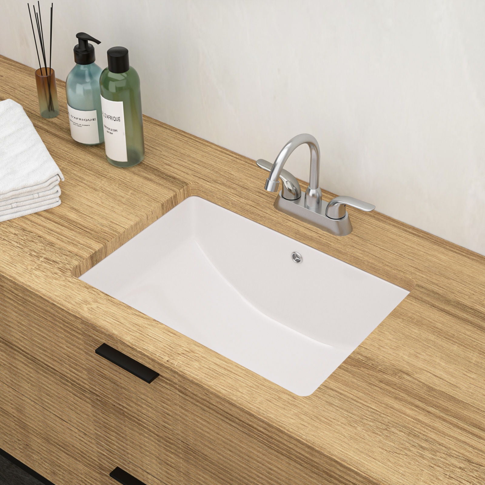 Modern Ceramic Undermount Bathroom Sink With Overflow, High Quality Daily Nest