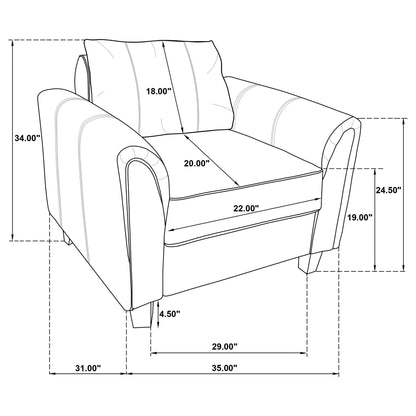 Dixon - Upholstered Rolled Arm Accent Chair - Gray Furniture Max