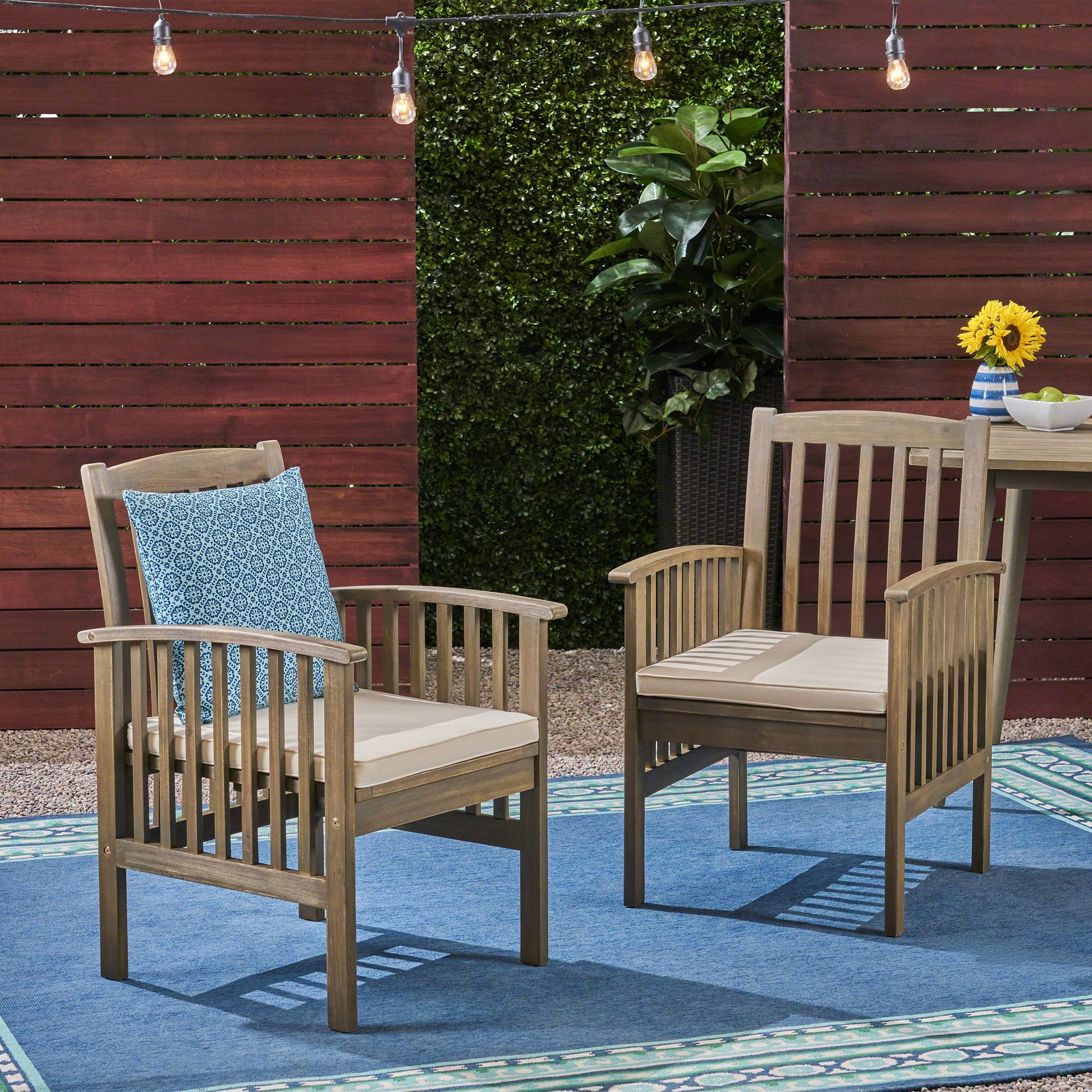 Casa - Acacia Dining Chair Set With Cushions, Noble House