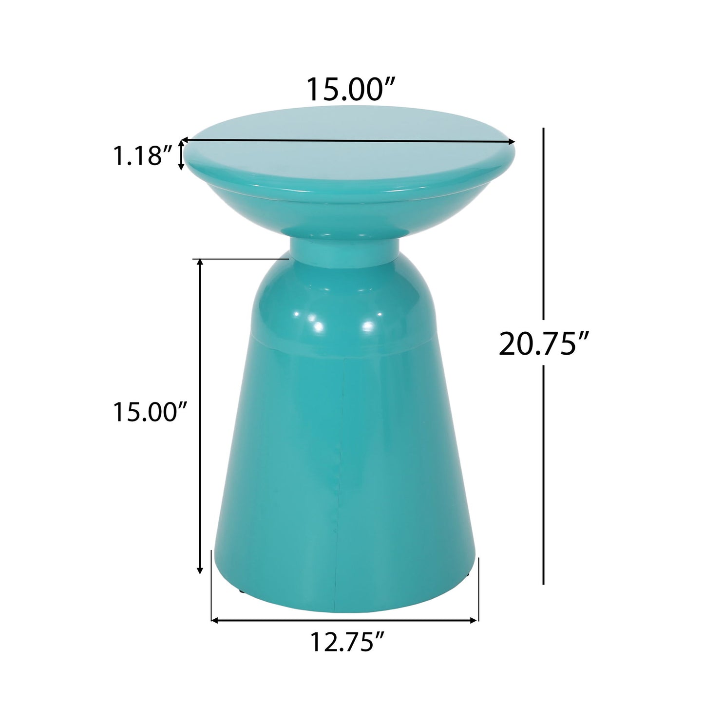 Outdoor Modern Metal End Large Table Noble House