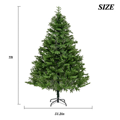 7Ft Spruce Full Christmas Tree Unlit With Hinged Branches And Foldable Stand - Green Daily Nest