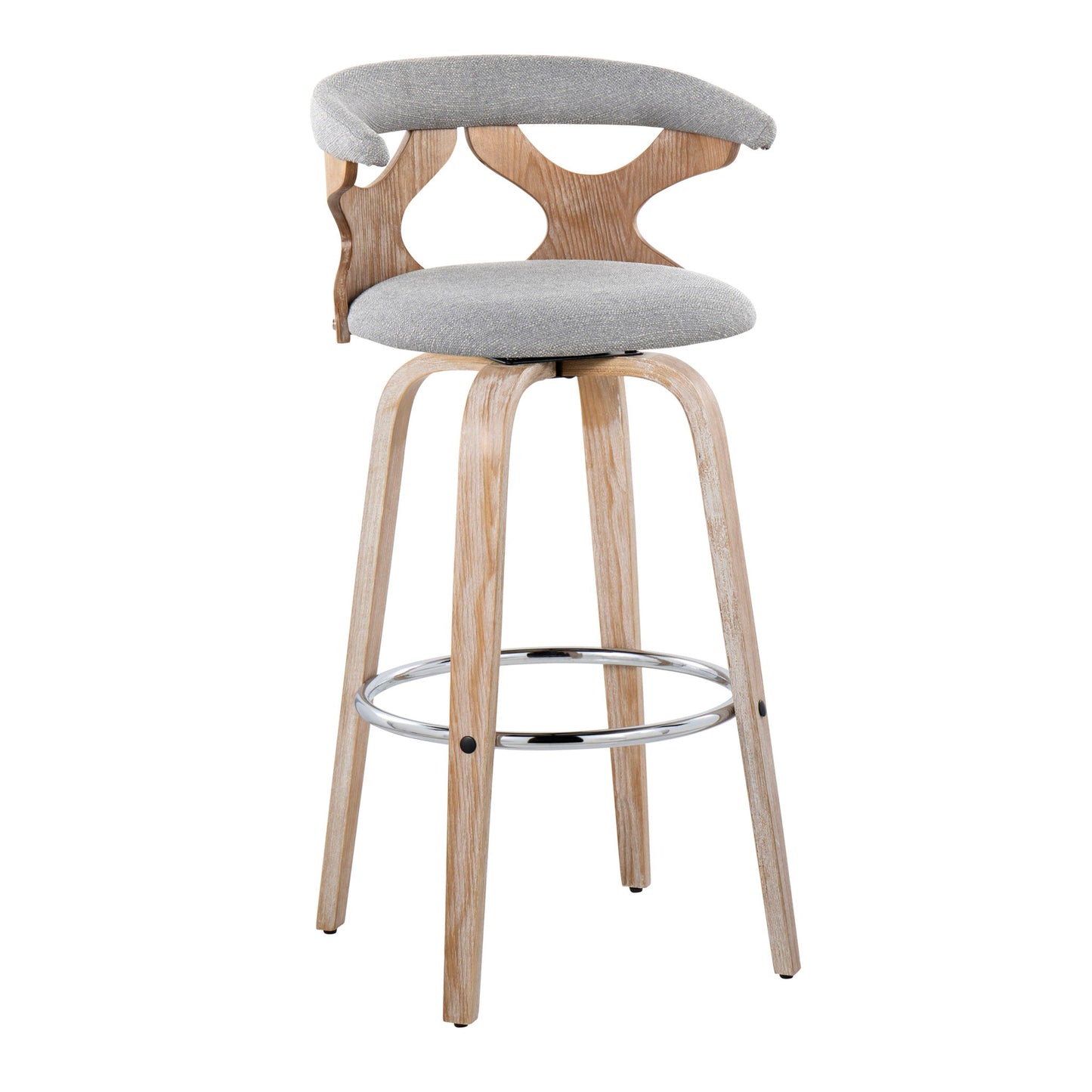 Gardenia - Contemporary Fixed Height Barstool With Swivel With Round Footrest (Set of 2) Lumi Source