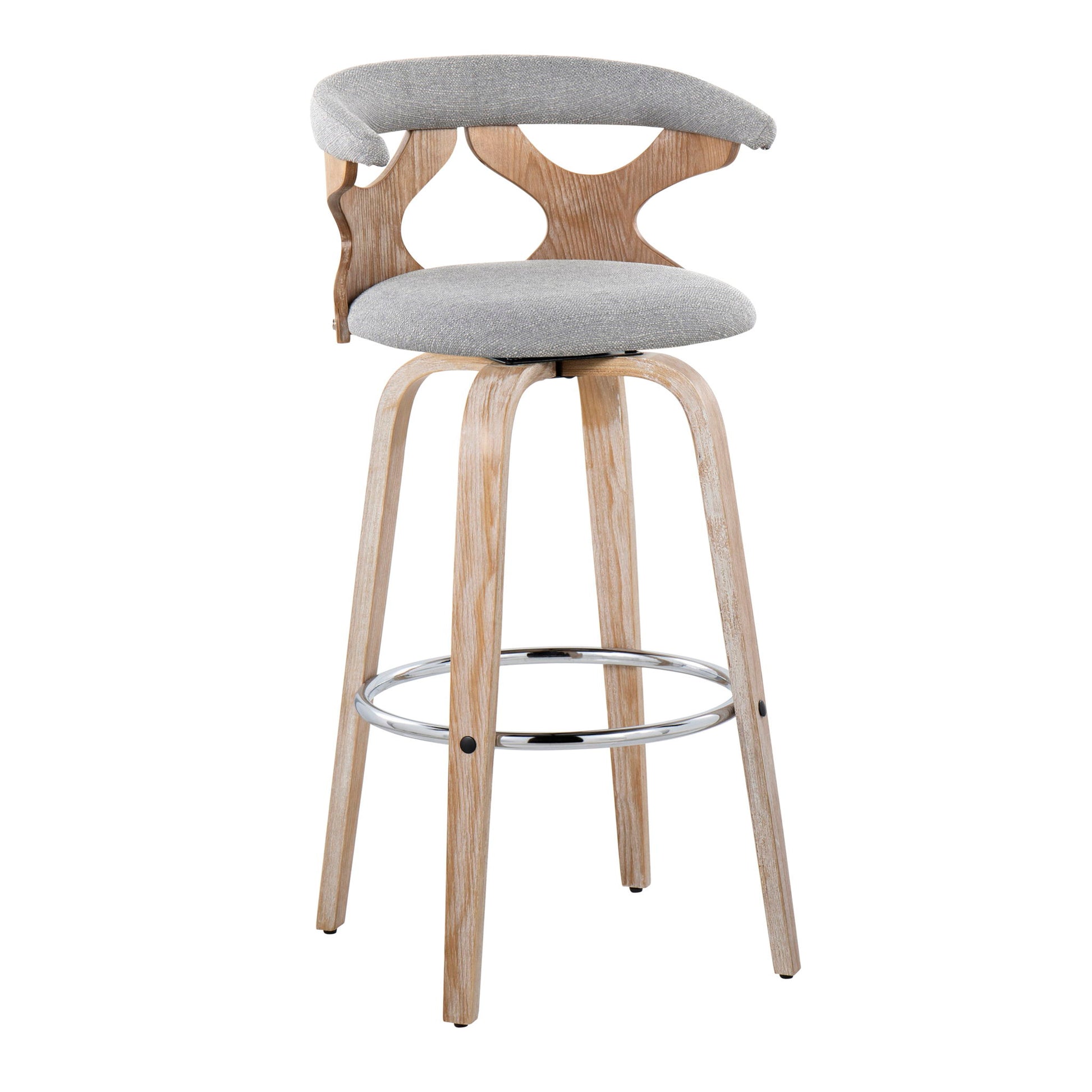 Gardenia - Contemporary Fixed Height Barstool With Swivel With Round Footrest (Set of 2) Lumi Source