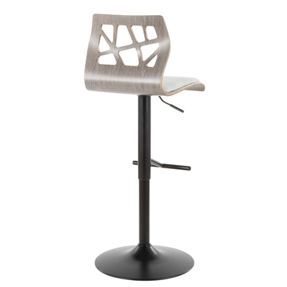 Folia - Mid Century Modern Adjustable Barstool With Swivel With Straight T Footrest (Set of 3) Lumi Source
