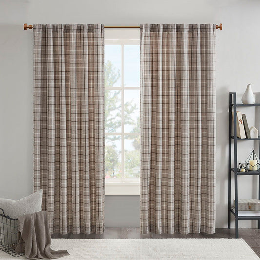 Anaheim - Plaid Rod Pocket And Back Tab Panel - Brown Madison Park