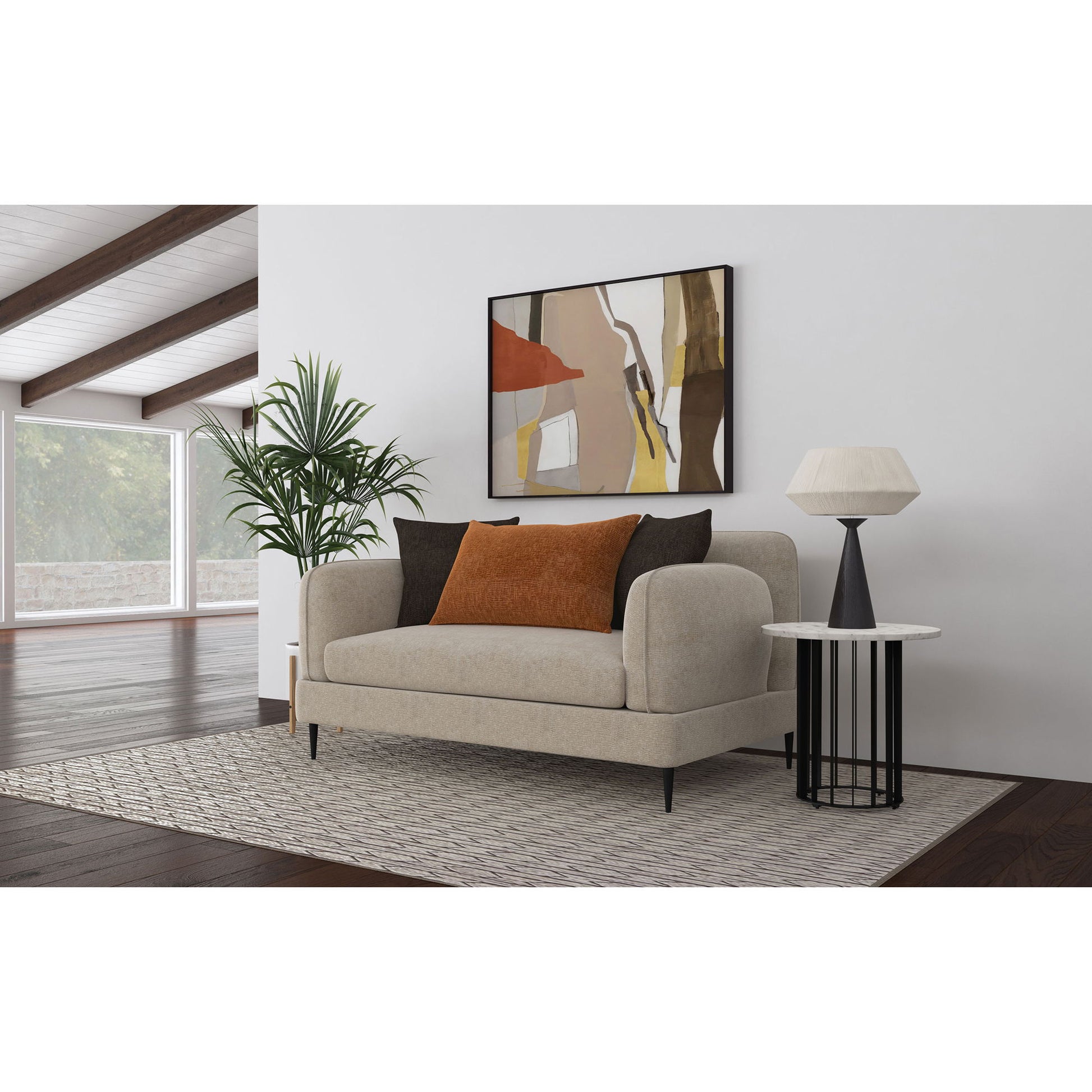 Repley - Upholstered Sculpted Track Arm Loveseat - Beige Furniture Max