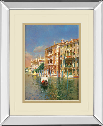 The Grand Canal, Venice By Rubens Santora - Mirror Framed Print Wall Art - Blue Classy Art