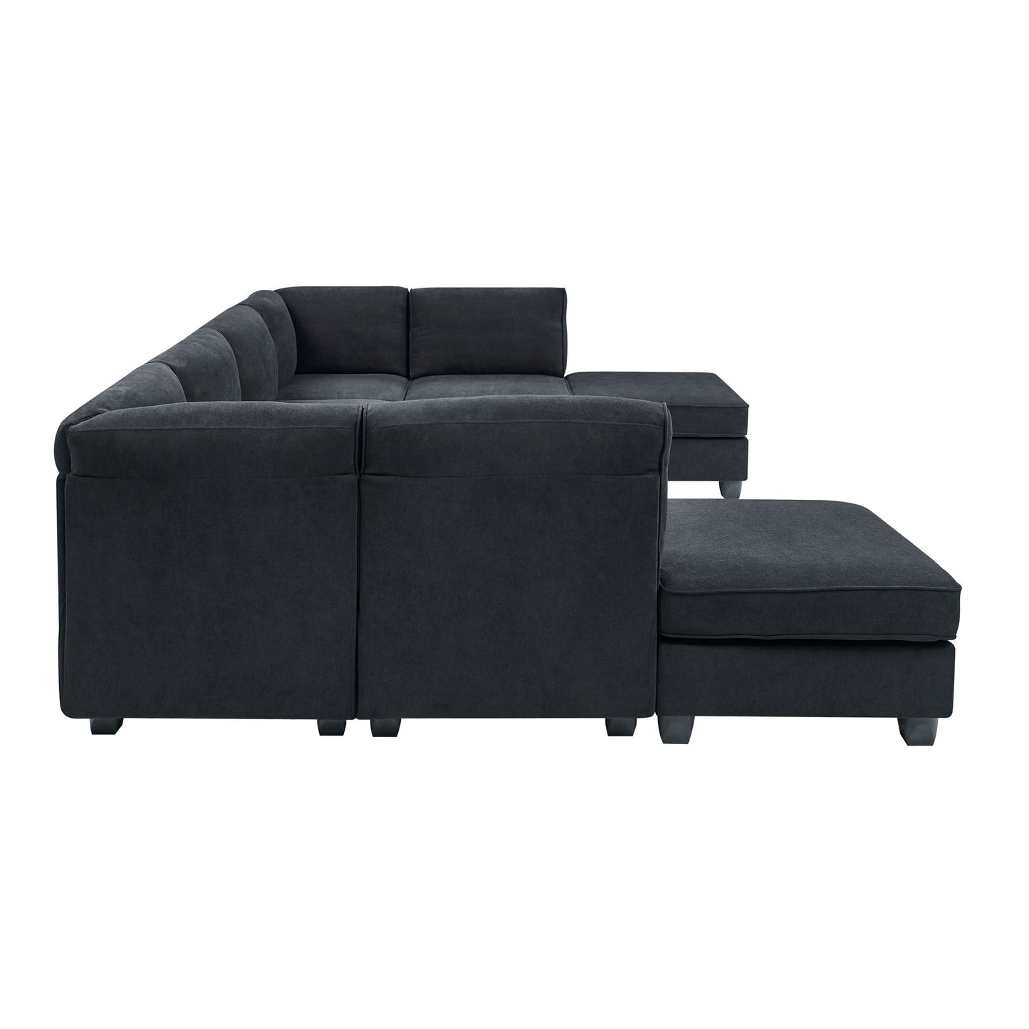 Upholstered Modular Sectional, Customizable Layout, Removable Cushions - Black Home Essentials