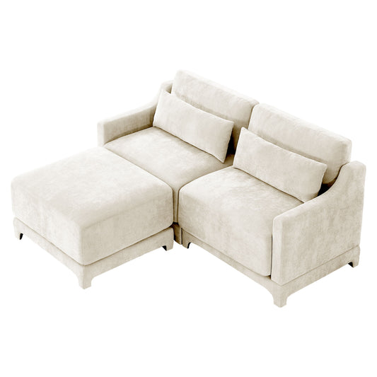 Stylish Sofa With Ottoman And Lumbar Pillows, Ergonomic Design - Snoozhouse