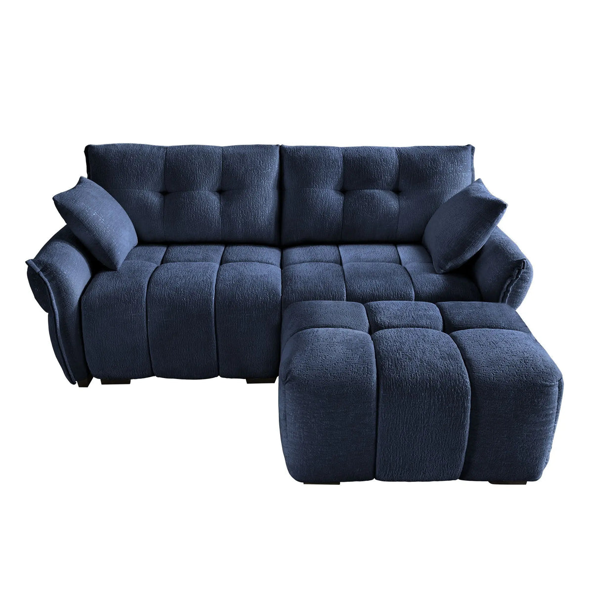 Sofa Set With Ottoman And Pillows, Textured, High Resilience Cushions Home Essentials