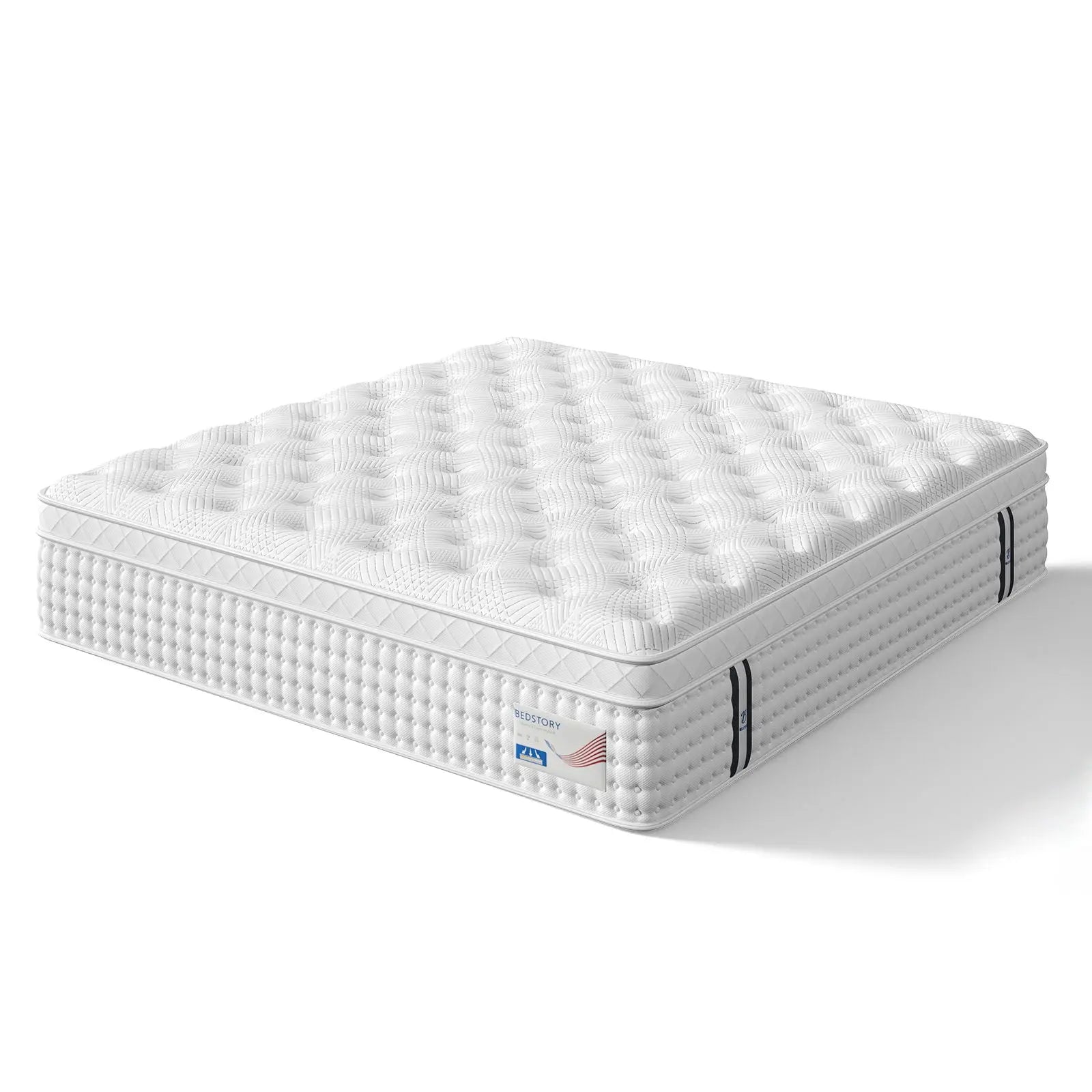 14" King Hybrid Mattress, Memory Foam & Pocket Spring Bed, Medium Firm Comfort, Spine Support, Quiet & Breathable - White Somnus Mattress USA
