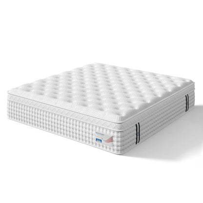 14" King Hybrid Mattress, Memory Foam & Pocket Spring Bed, Medium Firm Comfort, Spine Support, Quiet & Breathable - White Somnus Mattress USA