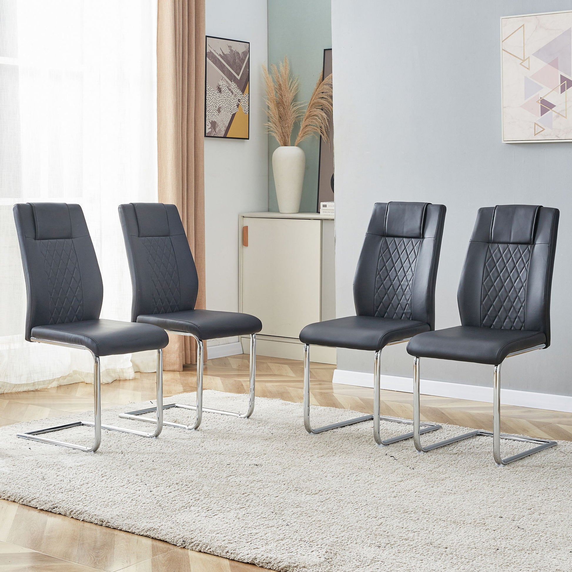 Modern Dining Chairs With Padded Seat, Metal Legs Home Essentials