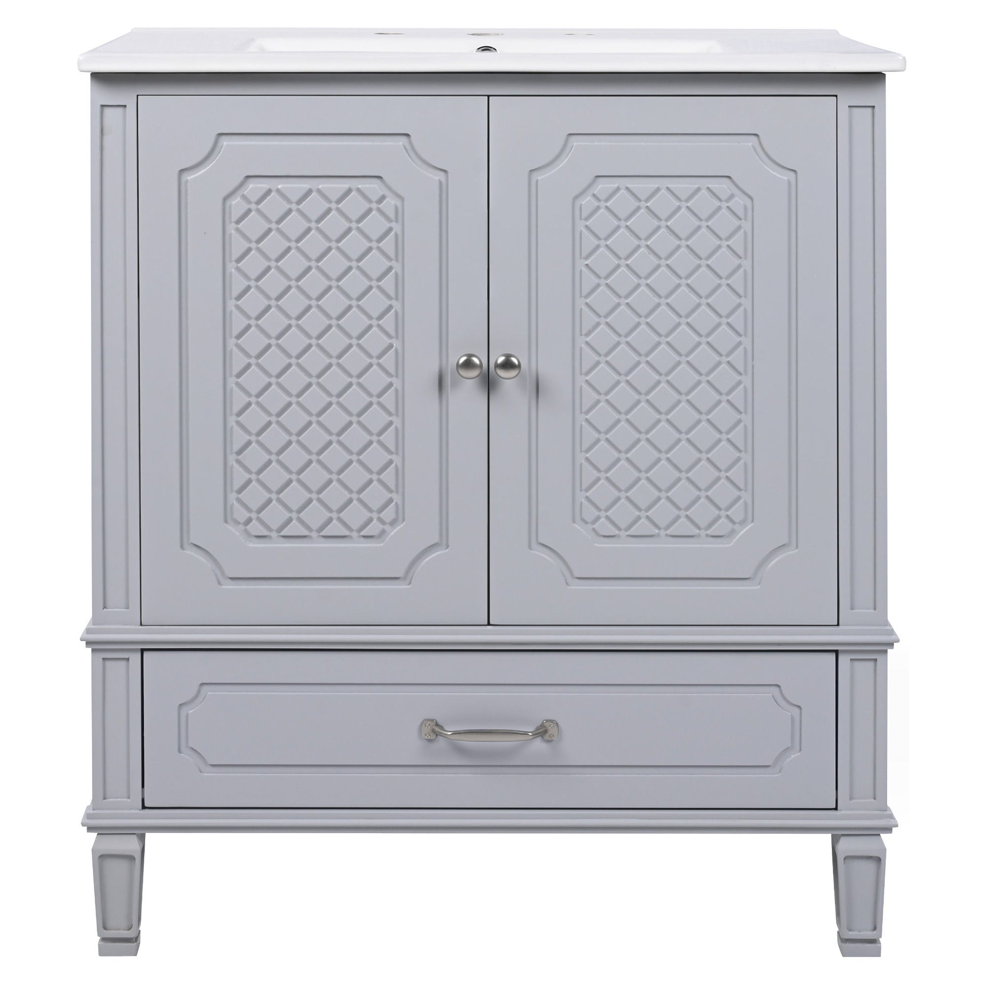 Vintage Style Bathroom Vanity With Sink, Multi Functional Storage, Soft-Closing Door Noble House