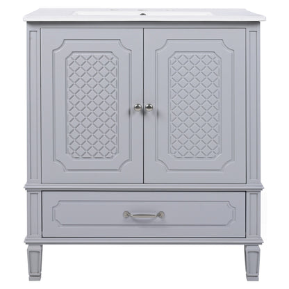 Vintage Style Bathroom Vanity With Sink, Multi Functional Storage, Soft-Closing Door Noble House
