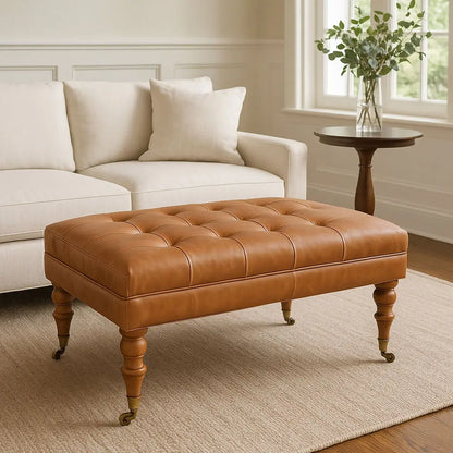 Buffalo - Leather Ottoman With Castor Legs Artisan Furniture