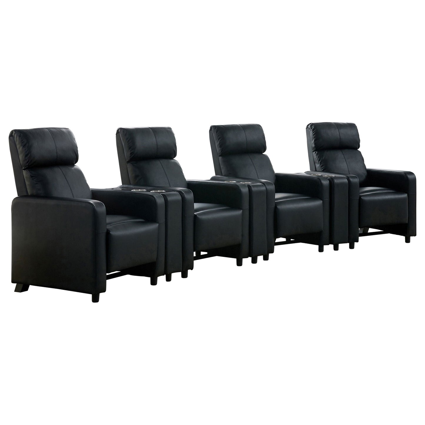 Warren - 4 Seater Home Theater With 3 Wedge Consoles - Black Furniture Max