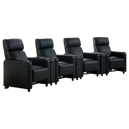 Warren - 4 Seater Home Theater With 3 Wedge Consoles - Black Furniture Max