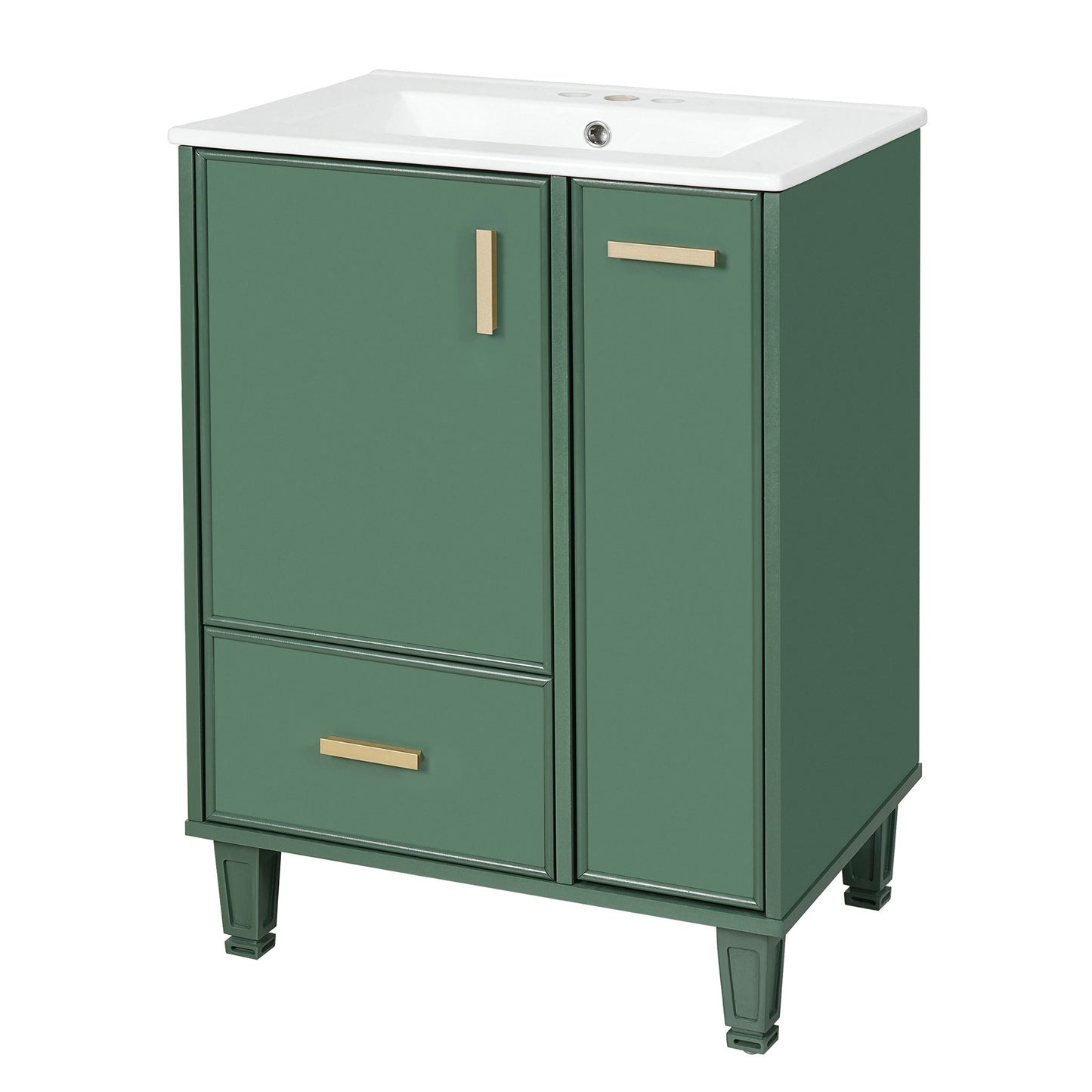 Bathroom Vanity With Sink, Deep Drawer, Door Shelf, 2 Tier Basket Noble House